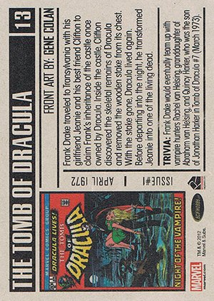 Rittenhouse Archives Marvel Bronze Age Base Card 13 The Tomb of Dracula #1