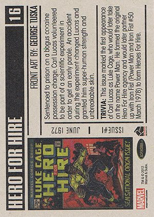 Rittenhouse Archives Marvel Bronze Age Base Card 16 Hero for Hire #1
