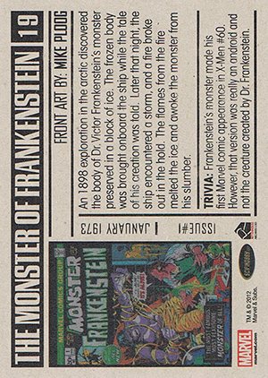 Rittenhouse Archives Marvel Bronze Age Base Card 19 The Monster of Frankenstein #1