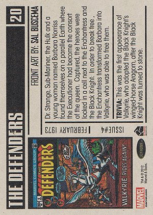 Rittenhouse Archives Marvel Bronze Age Base Card 20 The Defenders #4