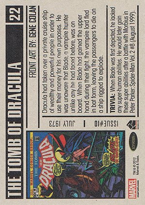 Rittenhouse Archives Marvel Bronze Age Base Card 22 The Tomb of Dracula #10