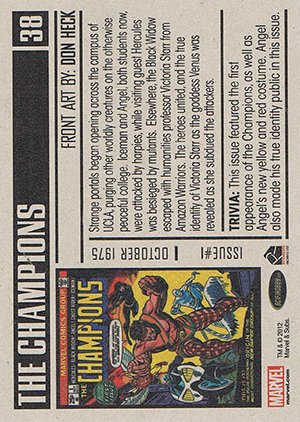 Rittenhouse Archives Marvel Bronze Age Base Card 38 The Champions #1