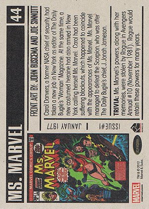 Rittenhouse Archives Marvel Bronze Age Base Card 44 Ms. Marvel #1