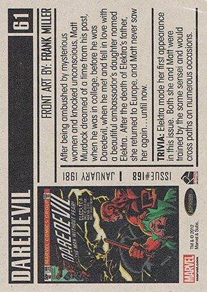 Rittenhouse Archives Marvel Bronze Age Base Card 61 Daredevil #168