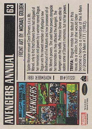 Rittenhouse Archives Marvel Bronze Age Base Card 63 Avengers Annual #10