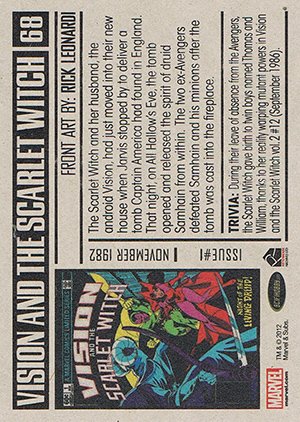 Rittenhouse Archives Marvel Bronze Age Base Card 68 Vision and the Scarlet Witch #1