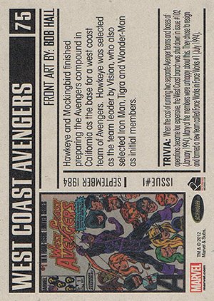 Rittenhouse Archives Marvel Bronze Age Base Card 75 West Coast Avengers #1