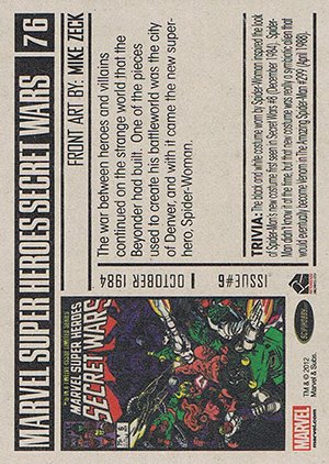 Rittenhouse Archives Marvel Bronze Age Base Card 76 Marvel Super Heroes Secret Wars #7