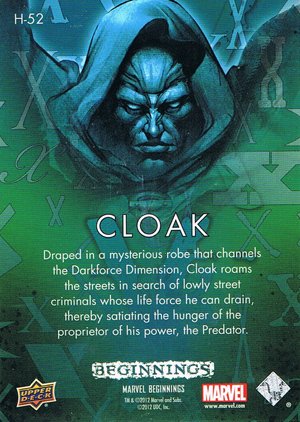 Upper Deck Marvel Beginnings Series II Holograms H-52 Cloak