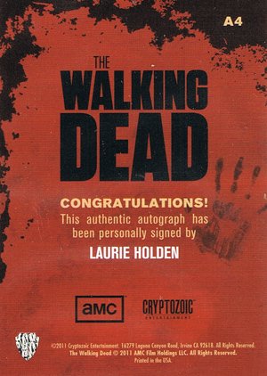 Cryptozoic The Walking Dead Autograph Card A4 Laurie Holden (full face)