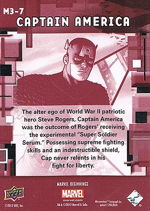 Upper Deck Marvel Beginnings Series III Marvel Prime Micromotion Card M3-7 Captain America