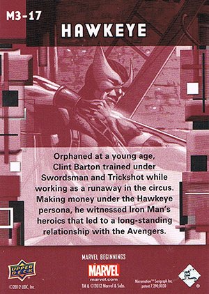 Upper Deck Marvel Beginnings Series III Marvel Prime Micromotion Card M3-17 Hawkeye