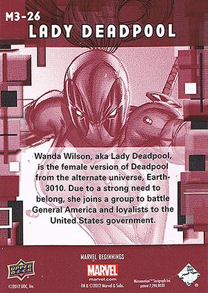 Upper Deck Marvel Beginnings Series III Marvel Prime Micromotion Card M3-26 Lady Deadpool