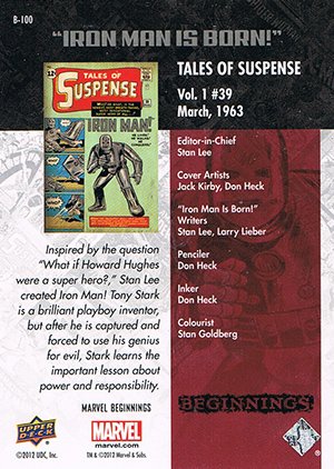Upper Deck Marvel Beginnings Series III Break Through Card B-100 Tales of Suspense (vol. 1) #39