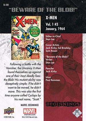 Upper Deck Marvel Beginnings Series III Break Through Card B-104 X-Men #3