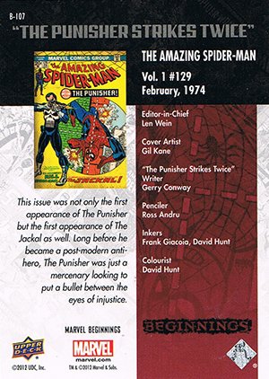 Upper Deck Marvel Beginnings Series III Break Through Card B-107 The Amazing Spider-Man (vol. 1) #129