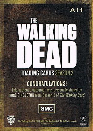 Cryptozoic The Walking Dead Season 2 Autograph Card A11 IronE Singleton as T-Dog