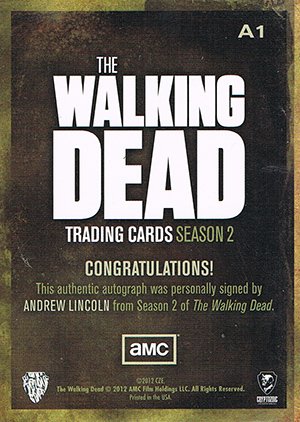 Cryptozoic The Walking Dead Season 2 Autograph Card A1 Andrew Lincoln as Rick Grimes