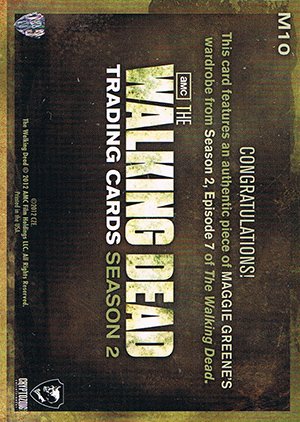 Cryptozoic The Walking Dead Season 2 Wardrobe Card M10 Maggie's Green Tank