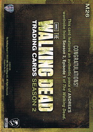 Cryptozoic The Walking Dead Season 2 Wardrobe Card M26 Andrea's Striped Top
