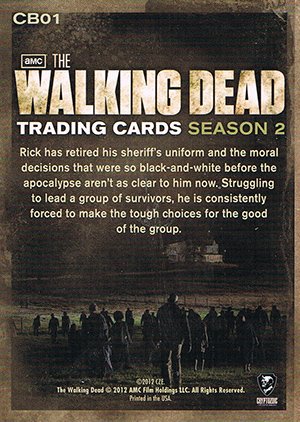 Cryptozoic The Walking Dead Season 2 Character Bio Card CB01 Rick Grimes