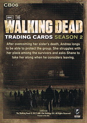 Cryptozoic The Walking Dead Season 2 Character Bio Card CB06 Andrea