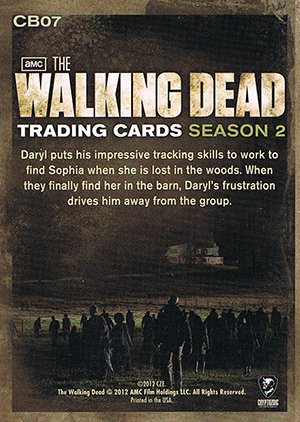 Cryptozoic The Walking Dead Season 2 Character Bio Card CB07 Daryl Dixon