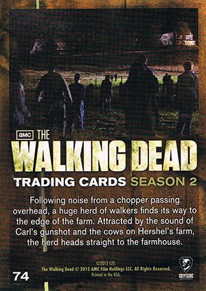 Cryptozoic The Walking Dead Season 2 Base Card 74 Roaming Death