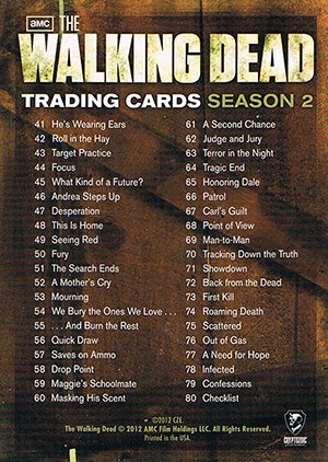 Cryptozoic The Walking Dead Season 2 Base Card 80 Checklist