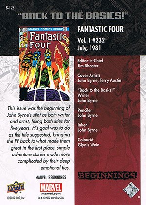 Upper Deck Marvel Beginnings Series III Break Through Card B-123 Fantastic Four (vol. 1) #232