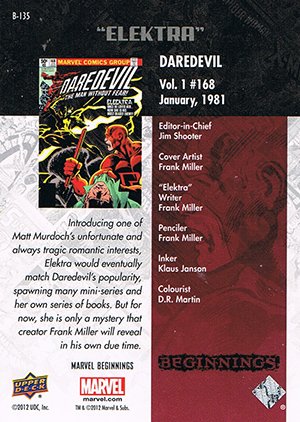 Upper Deck Marvel Beginnings Series III Break Through Card B-135 Daredevil #168