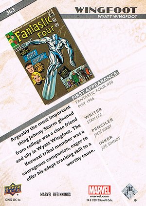 Upper Deck Marvel Beginnings Series III Base Card 363 Wingfoot