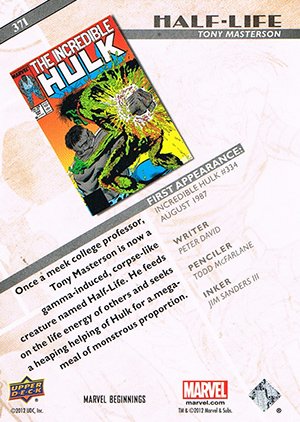 Upper Deck Marvel Beginnings Series III Base Card 371 Half-Life