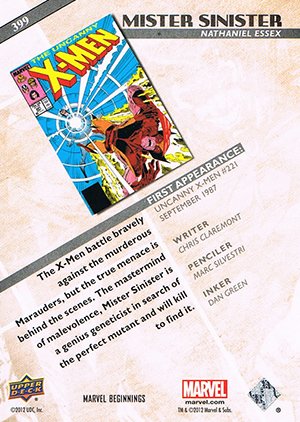 Upper Deck Marvel Beginnings Series III Base Card 399 Mister Sinister