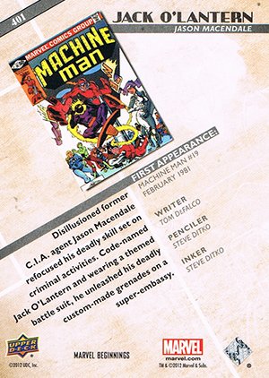 Upper Deck Marvel Beginnings Series III Base Card 401 Jack O'Lantern
