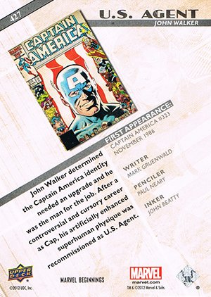 Upper Deck Marvel Beginnings Series III Base Card 427 U.S. Agent