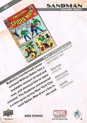 Upper Deck Marvel Beginnings Series III Base Card 437 Sandman