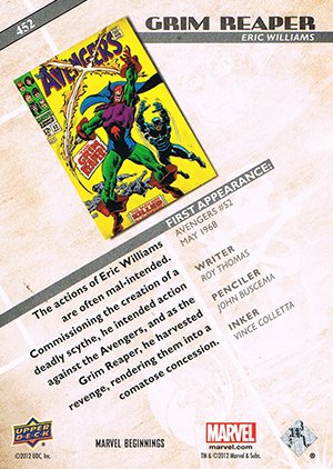 Upper Deck Marvel Beginnings Series III Base Card 452 Grim Reaper