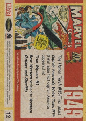 Rittenhouse Archives Marvel 70th Anniversary Base Card 12 1949
