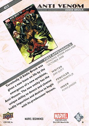 Upper Deck Marvel Beginnings Series III Base Card 453 Anti-Venom