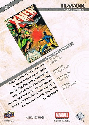 Upper Deck Marvel Beginnings Series III Base Card 482 Havok