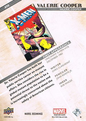 Upper Deck Marvel Beginnings Series III Base Card 490 Valerie Cooper