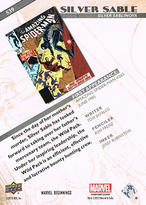 Upper Deck Marvel Beginnings Series III Base Card 539 Silver Sable