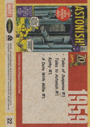 Rittenhouse Archives Marvel 70th Anniversary Base Card 22 1959