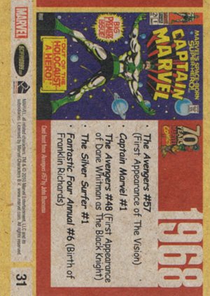 Rittenhouse Archives Marvel 70th Anniversary Base Card 31 1968
