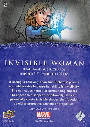 Upper Deck Marvel Premier Base Card 2 Invisible Woman