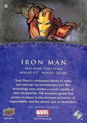 Upper Deck Marvel Premier Base Card 6 Iron Man