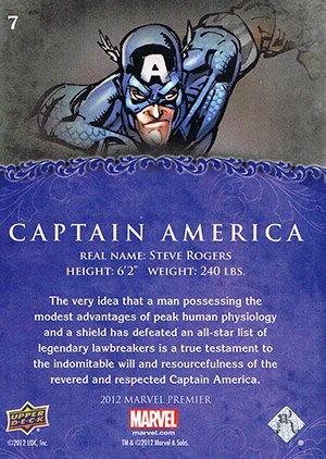 Upper Deck Marvel Premier Base Card 7 Captain America