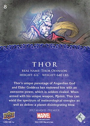 Upper Deck Marvel Premier Base Card 8 Thor