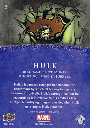 Upper Deck Marvel Premier Base Card 9 Hulk